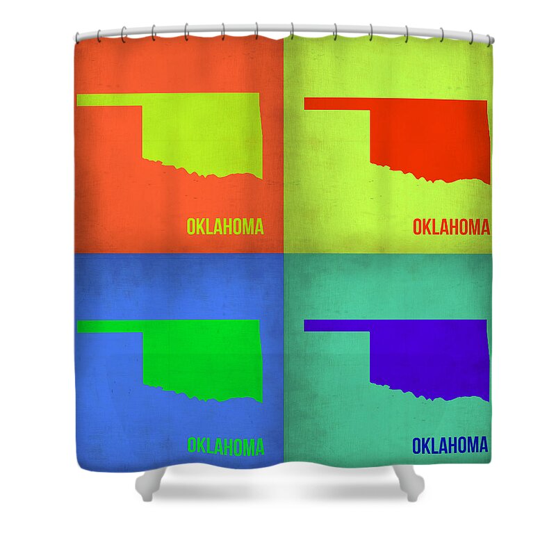 Oklahoma Map Shower Curtain featuring the painting Oklahoma Pop Art Map 1 by Naxart Studio