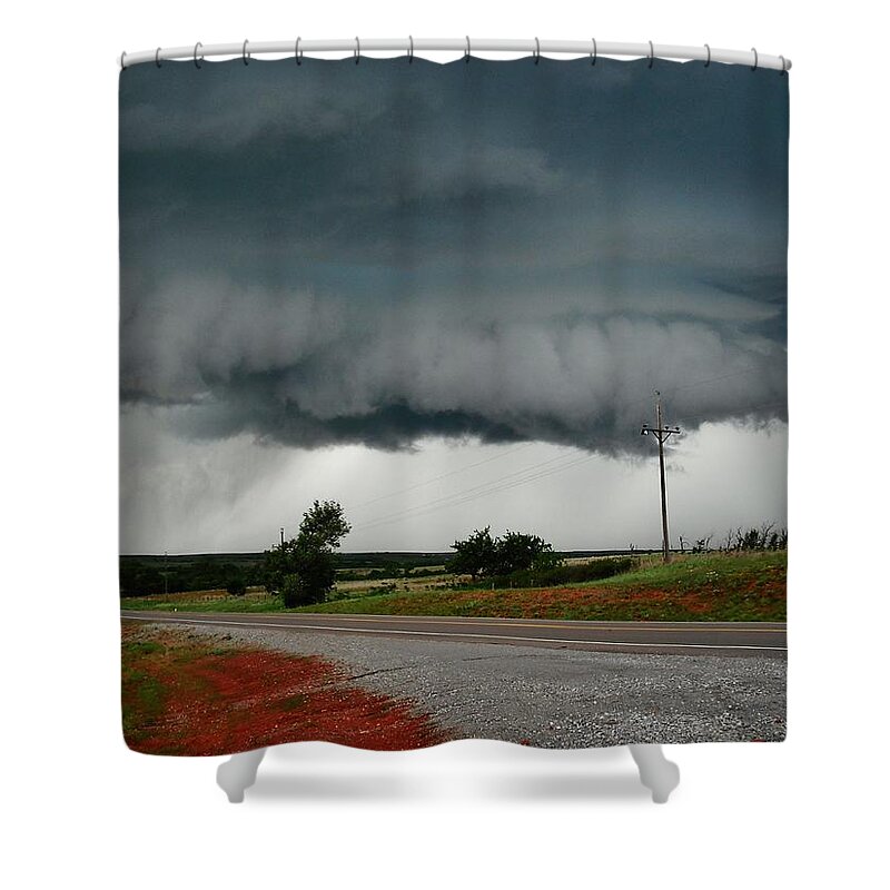 Wall Cloud Shower Curtain featuring the photograph Oklahoma Wall Cloud by Ed Sweeney