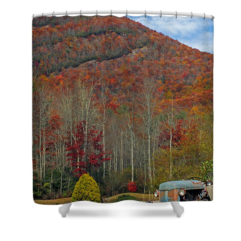 Blue Tractor Shower Curtain featuring the photograph Ol' Blue by Jennifer Robin
