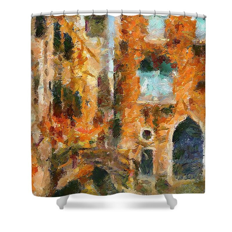 Venice Shower Curtain featuring the painting Old And New No2 by Dragica Micki Fortuna