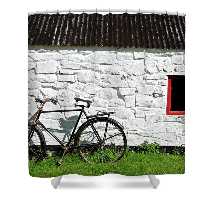 Grass Shower Curtain featuring the photograph Old Bicycle by Michelle Mcmahon