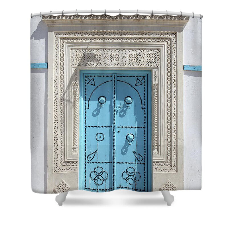 Molding A Shape Shower Curtain featuring the photograph Old Blue Door by Iv-serg