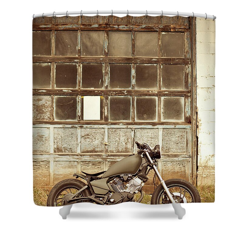 Vehicle Door Shower Curtain featuring the photograph Old Bobber by Vtwinpixel