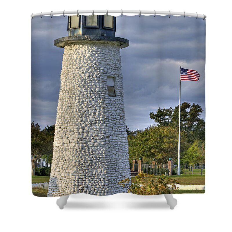 Buckroe Shower Curtain featuring the photograph Old Buckroe Lighthouse by Jerry Gammon