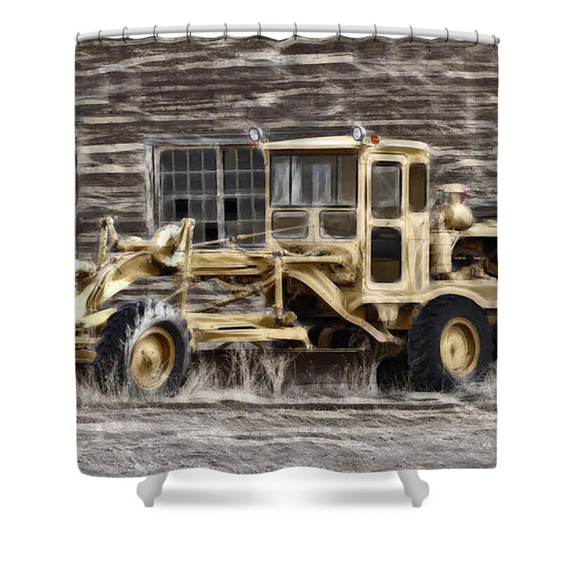 Old Cat Grader Shower Curtain featuring the photograph Old Cat Grader by Wes and Dotty Weber
