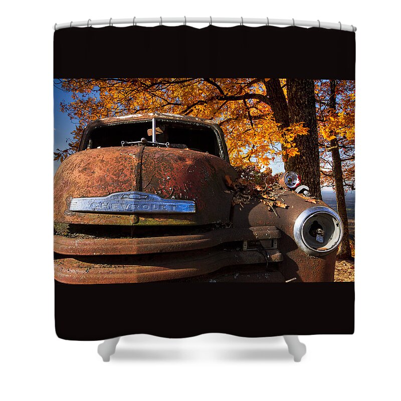 1940s Shower Curtain featuring the photograph Old Chevy Truck by Debra and Dave Vanderlaan