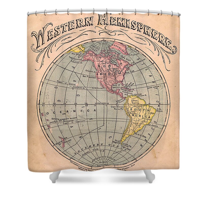 Equator Shower Curtain featuring the photograph Old Color Map Of The Western by Ideabug