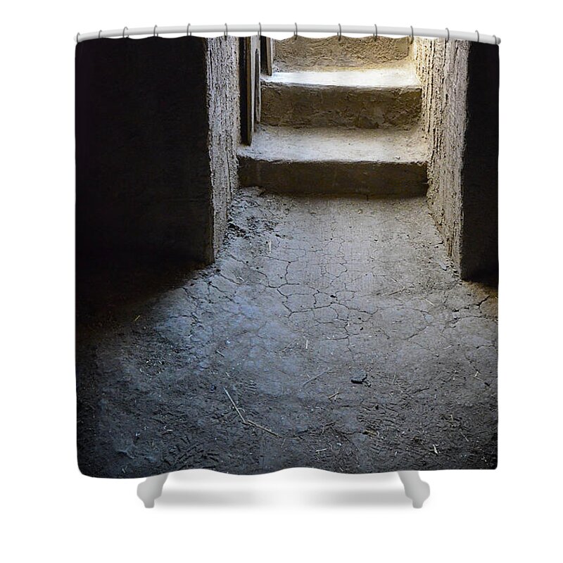 Cellar Shower Curtain featuring the photograph Old Dirt Cellar Steps by Jill Battaglia