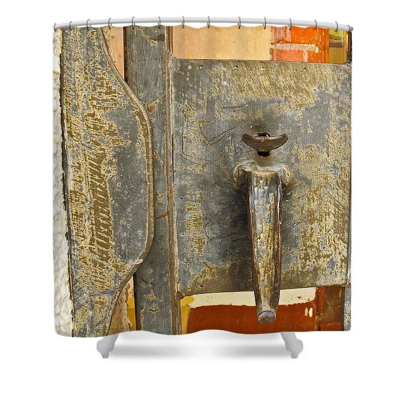 Metal Lock Shower Curtain featuring the photograph Old Fashioned Lock by Kelly Holm