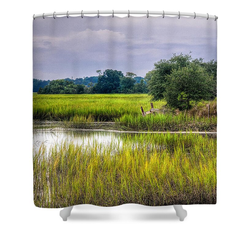 Storm Shower Curtain featuring the photograph Old Fence Line at the Whale Branch by Scott Hansen