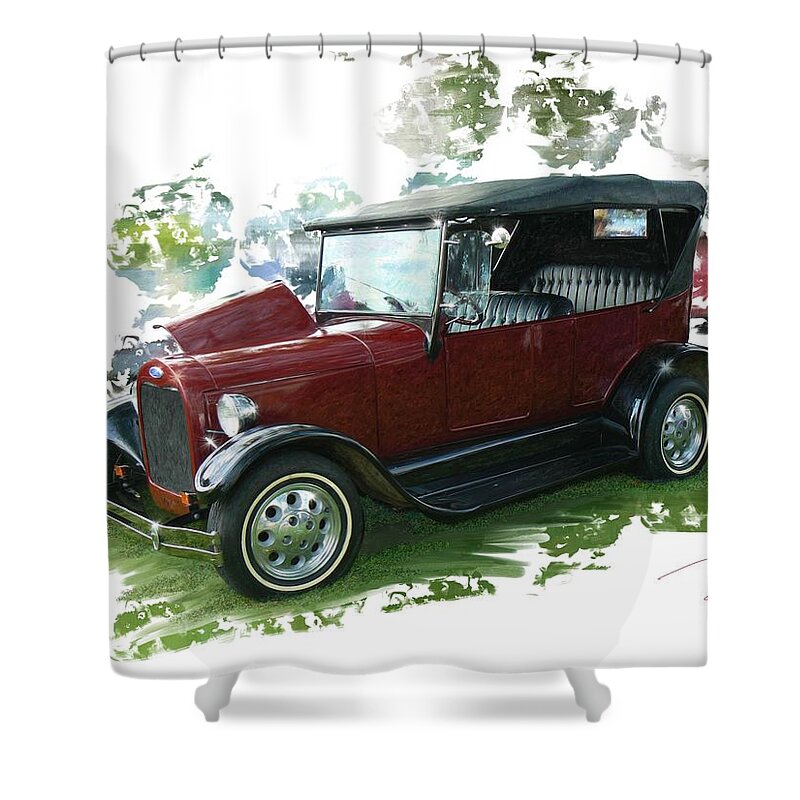 American Shower Curtain featuring the digital art Old Ford by Debra Baldwin
