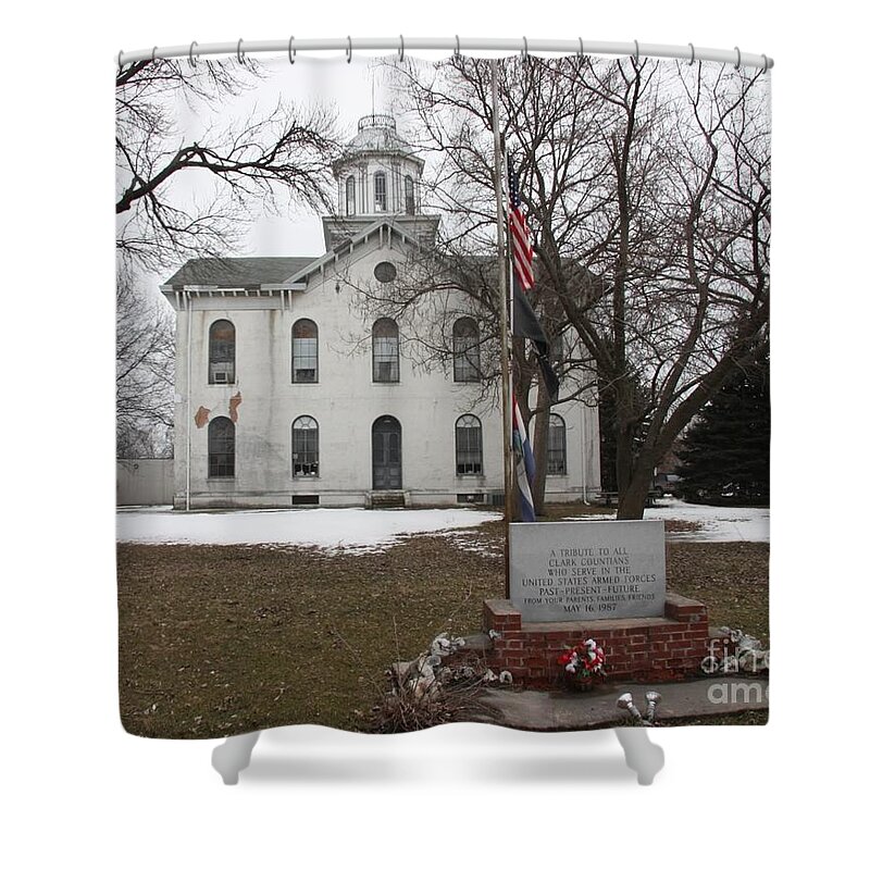Courthouse Shower Curtain featuring the photograph Old Kahoka Courthouse by Kathryn Cornett