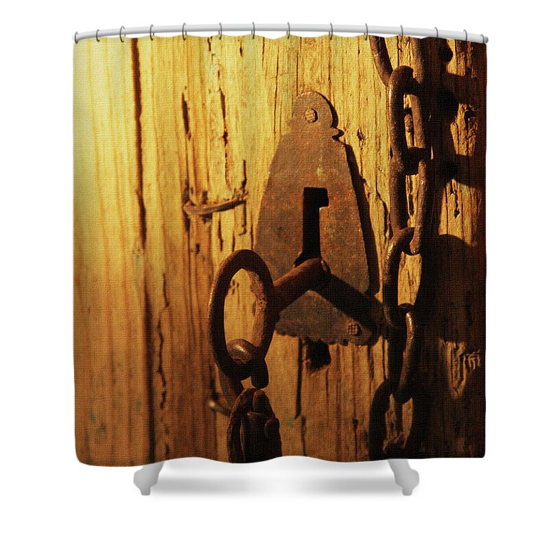 Old Lock And Key Shower Curtain featuring the photograph Old Lock And Key by Tom Janca