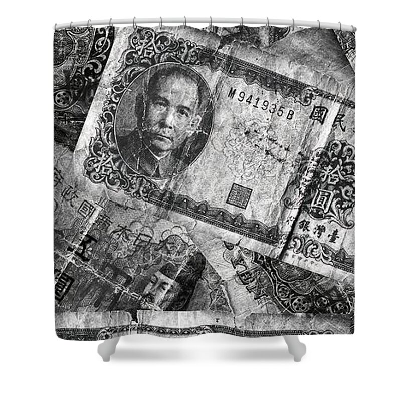 Money Shower Curtain featuring the photograph Old Money Side Panel I - Version III by Debbie Portwood