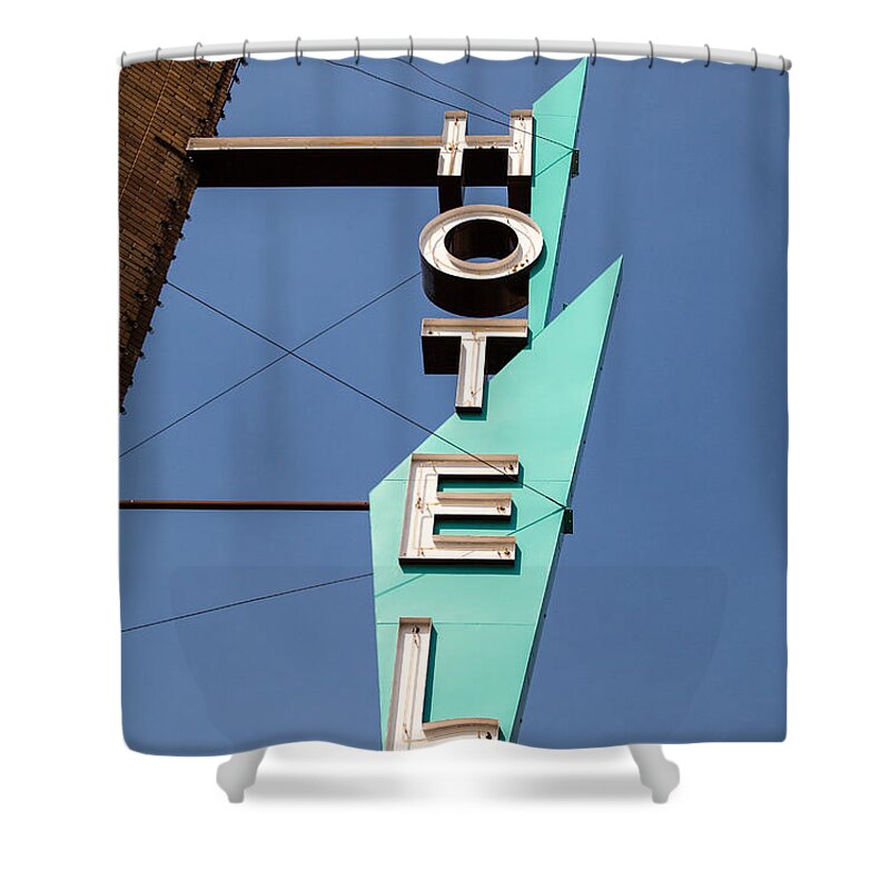 Hotel Shower Curtain featuring the photograph Old Neon Hotel Sign by Edward Fielding