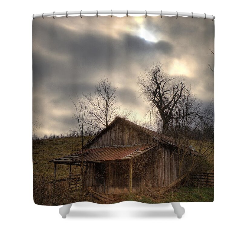 Old Building Shower Curtain featuring the photograph Old Shed at Osage by Michael Dougherty