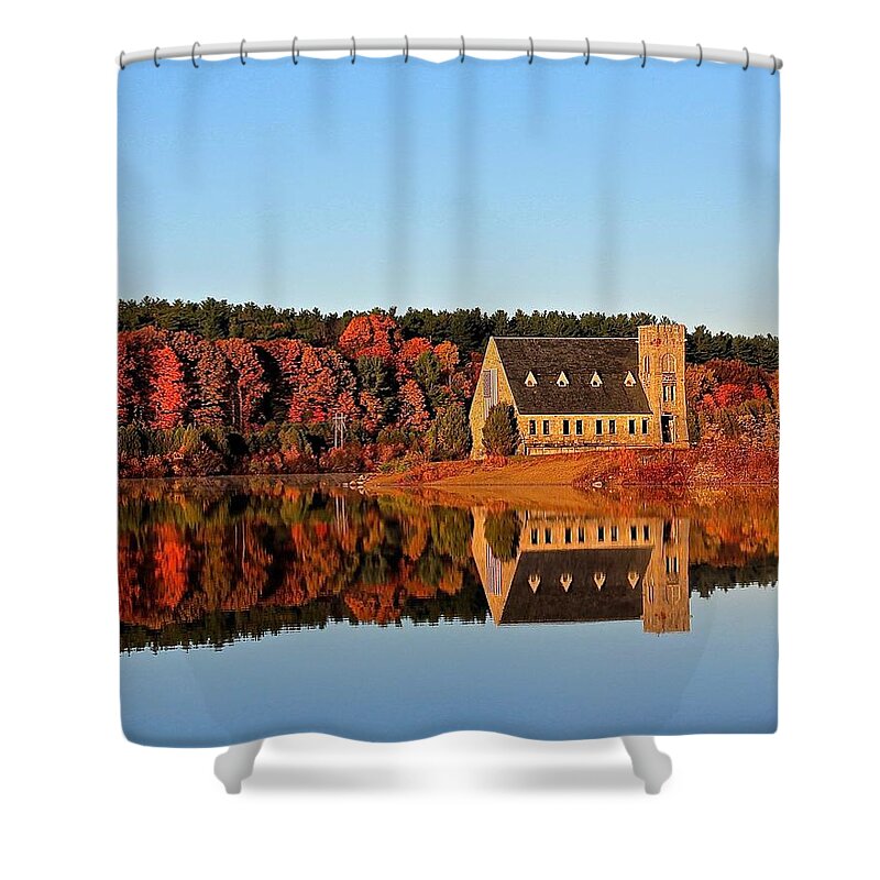 Old Stone Church Shower Curtain featuring the photograph Old Stone Church by Michael Saunders