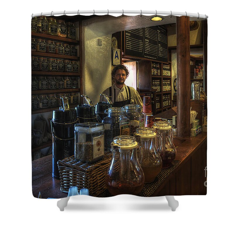 Art Shower Curtain featuring the photograph Old Town House Coffee by Yhun Suarez
