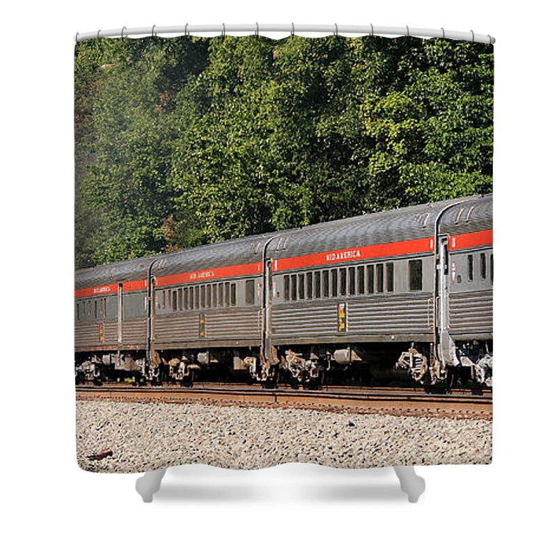 Steam Shower Curtain featuring the photograph Old Train Going By by David Dufresne