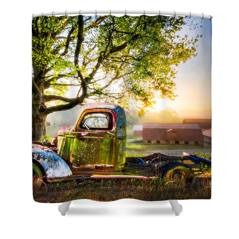 1937 Shower Curtain featuring the photograph Old Truck in the Morning by Debra and Dave Vanderlaan