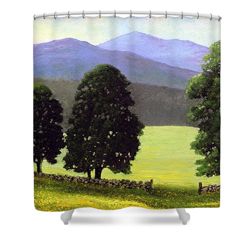 Landscape Shower Curtain featuring the painting Old Wall Old Maples by Frank Wilson
