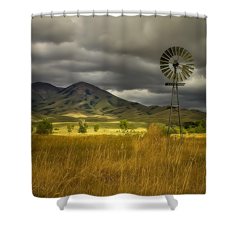 Solider Mountains Shower Curtain featuring the photograph Old Windmill by Robert Bales