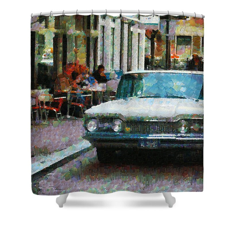 Architecture Shower Curtain featuring the photograph Oldsmobile in Amsterdam by Mick Flynn