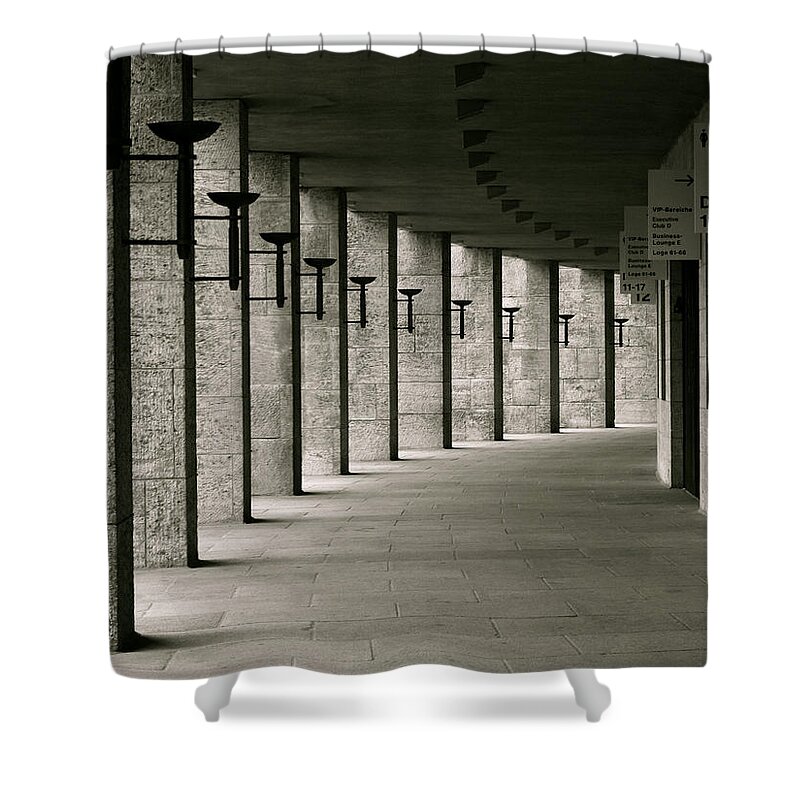 Olympics Shower Curtain featuring the photograph Olympiastadion Berlin Corridor by Lexi Heft