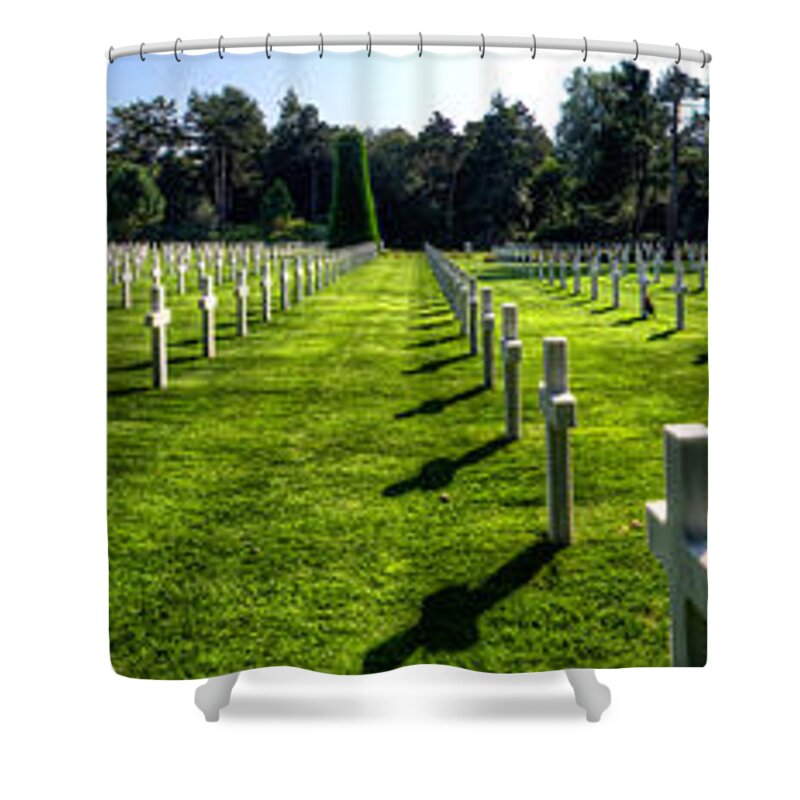 Omaha Beach Shower Curtain featuring the photograph Omaha Beach American Cemetery Panorama III by Weston Westmoreland