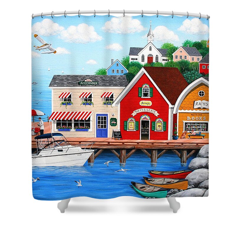 Seascape Shower Curtain featuring the painting On a Clear Day by Wilfrido Limvalencia