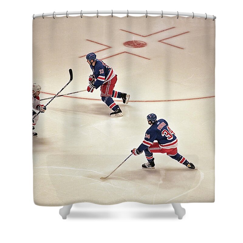 Hockey Shower Curtain featuring the photograph On The Offense by Karol Livote