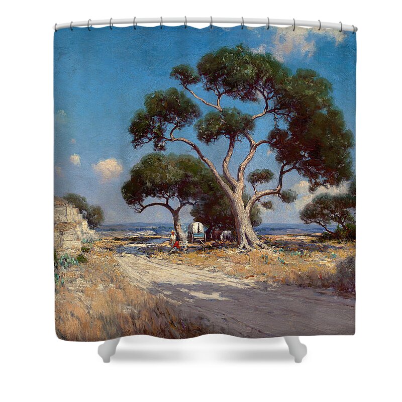 Julian Onderdonk Shower Curtain featuring the painting On the Old Blanco Road Southwest Texas by Julian Onderdonk