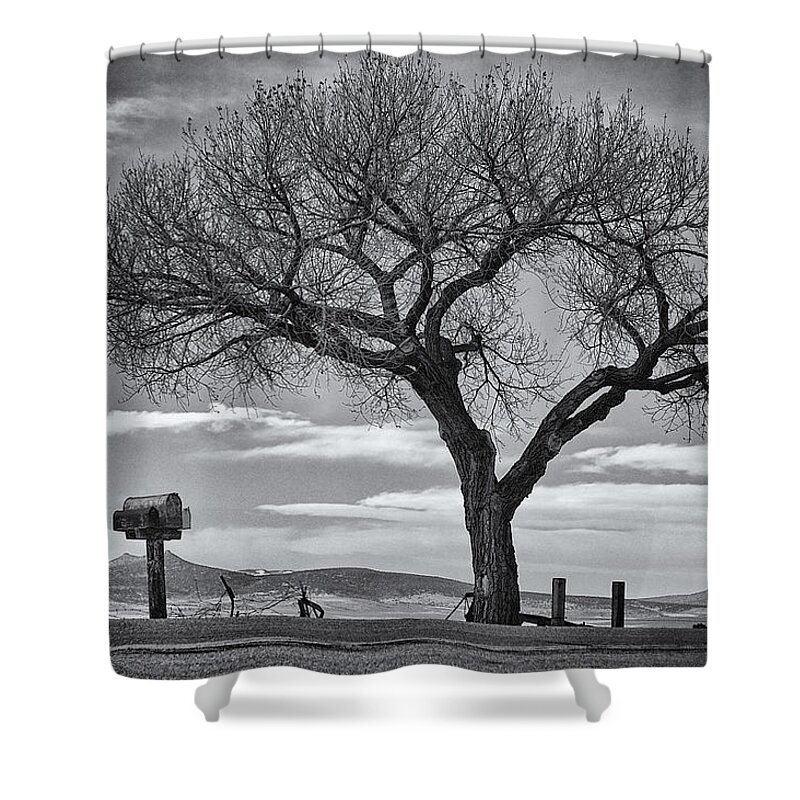 Landscapes Shower Curtain featuring the photograph On the Road to Taos by Mary Lee Dereske