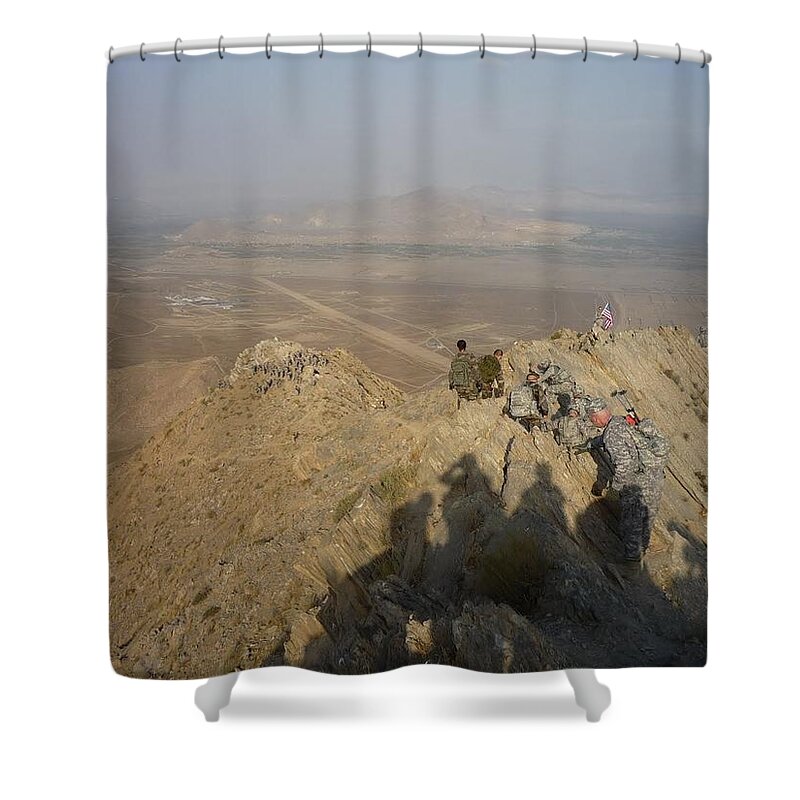 Mountain Shower Curtain featuring the photograph On Top of a Mountain by Shea Holliman