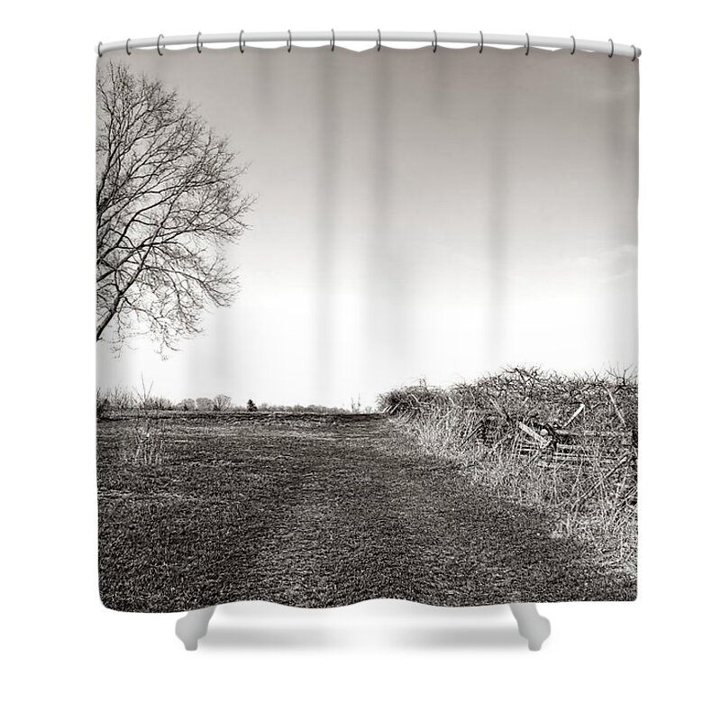 Monmouth Shower Curtain featuring the photograph Once a Battlefield by Olivier Le Queinec