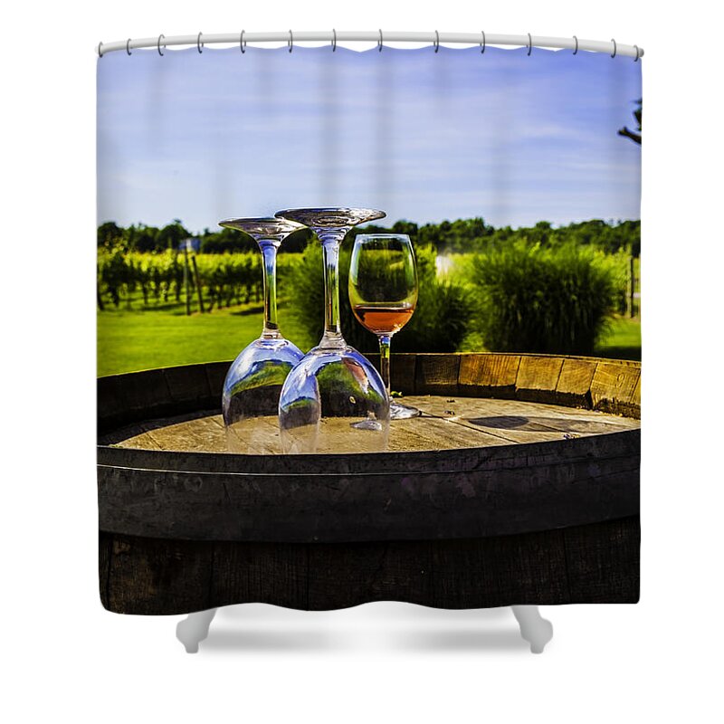 Winery Shower Curtain featuring the photograph One Man Standing at Winery - Bridgehampton by Madeline Ellis