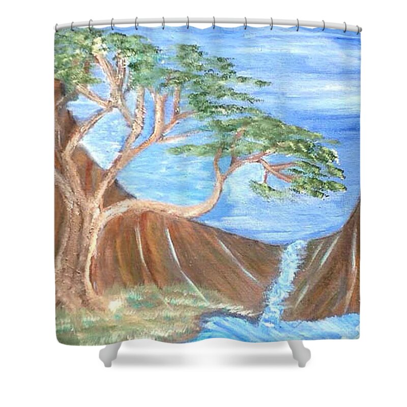 One Tree Shower Curtain featuring the painting One Tree by Suzanne Surber