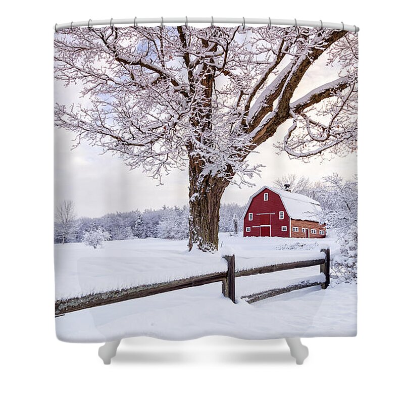 Etna Shower Curtain featuring the photograph One Winter Morning on the Farm by Edward Fielding