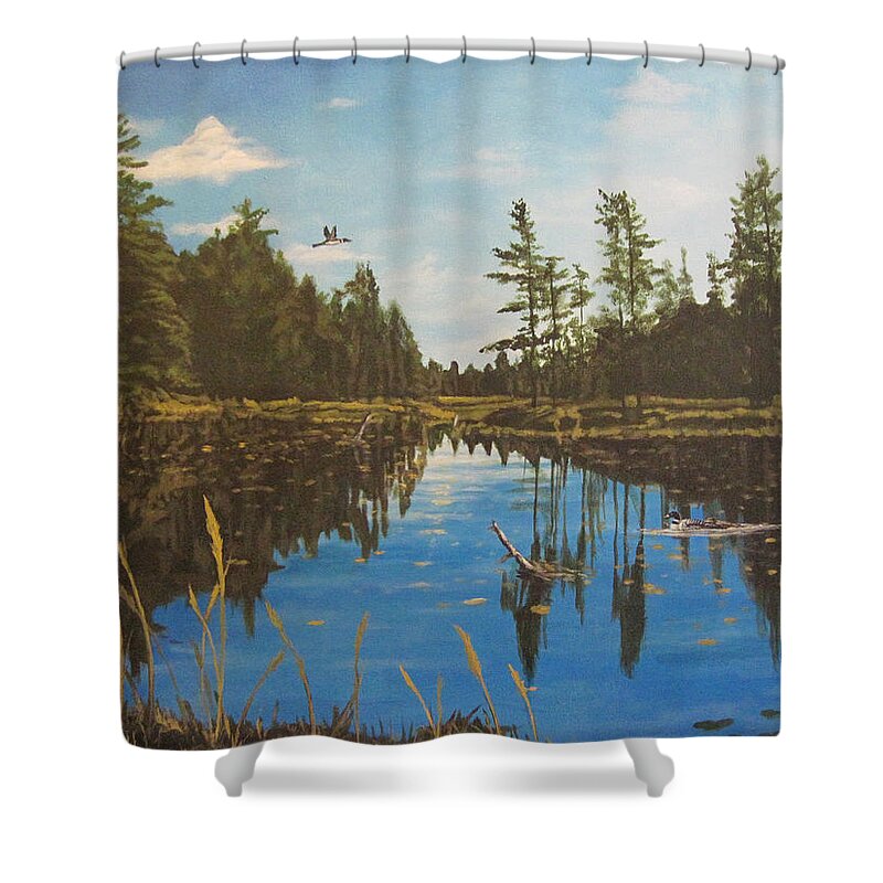 O'neal Lake Shower Curtain featuring the painting O'Neal Lake by Wendy Shoults