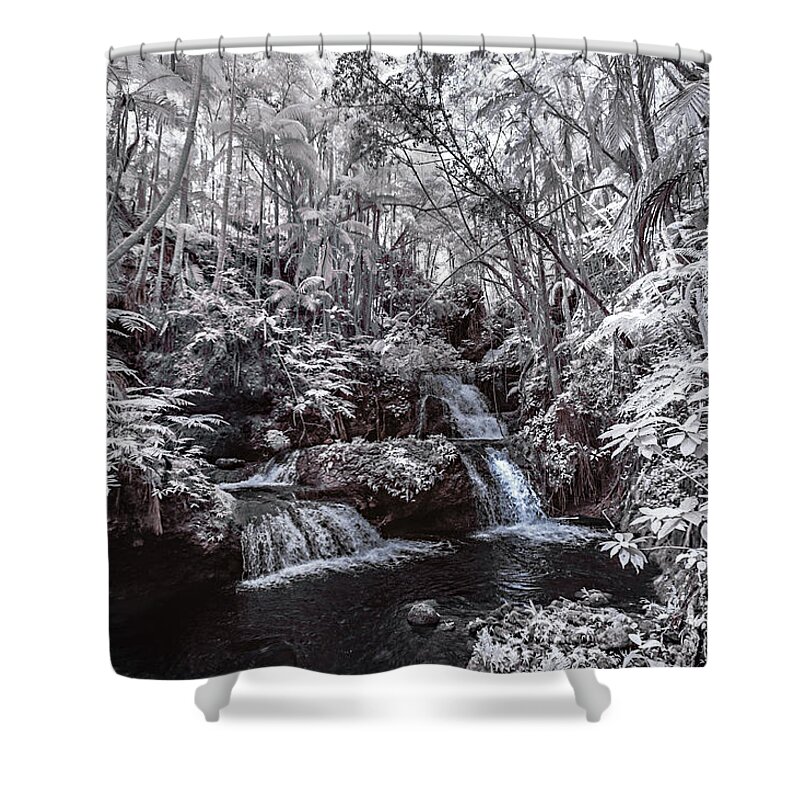 720 Nm Shower Curtain featuring the photograph Onomea Falls in Infrared 1 by Jason Chu