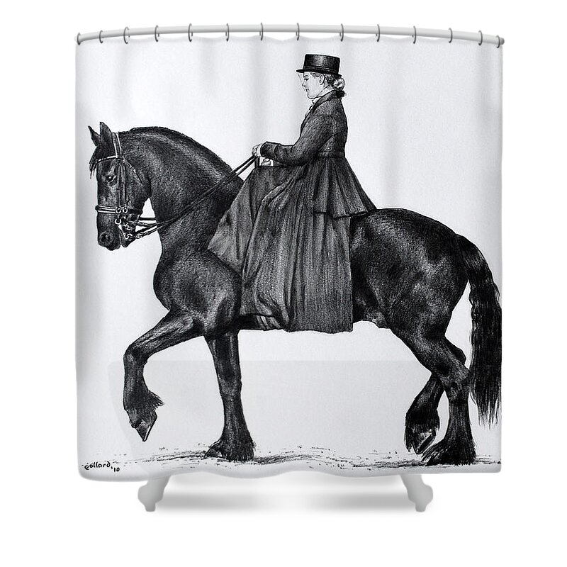 Friesian Shower Curtain featuring the drawing Onyx by Glenn Pollard