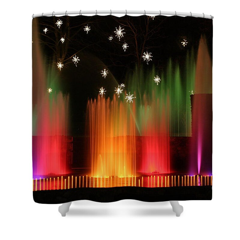 Open Air Shower Curtain featuring the photograph Open Air Theatre Rainbow Fountain by Living Color Photography Lorraine Lynch