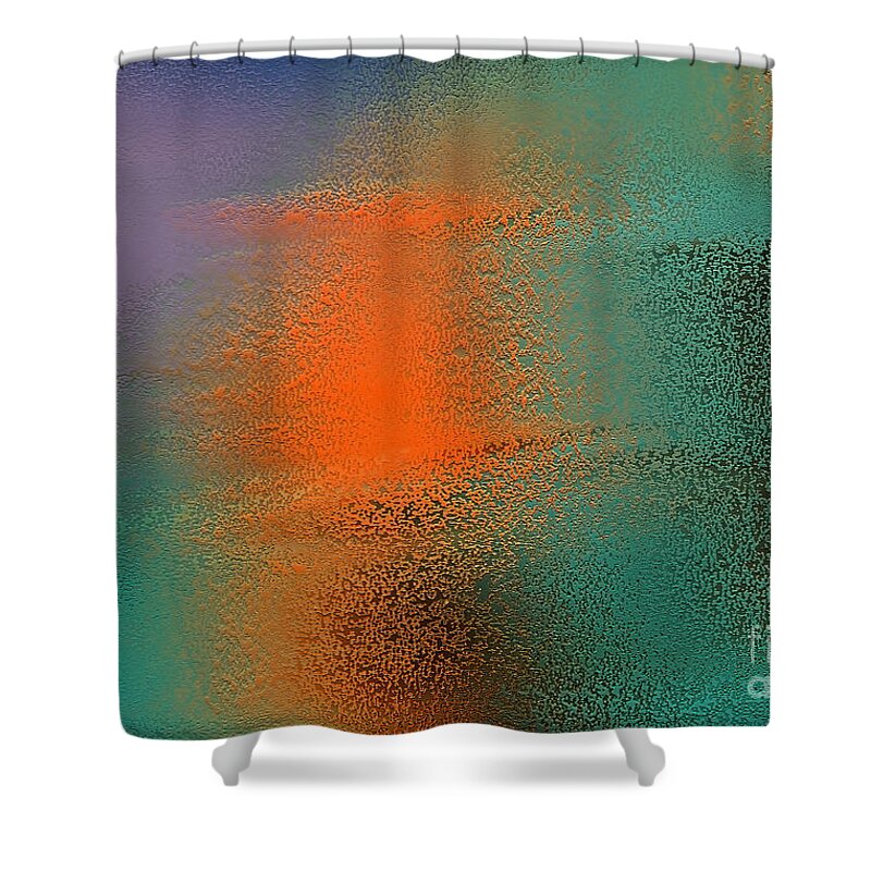 Abstract Shower Curtain featuring the digital art Orange and green dancing by Danuta Bennett