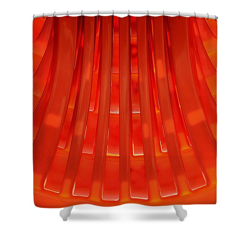 Full Frame Shower Curtain featuring the photograph Orange Plastic Pattern by Baxsyl
