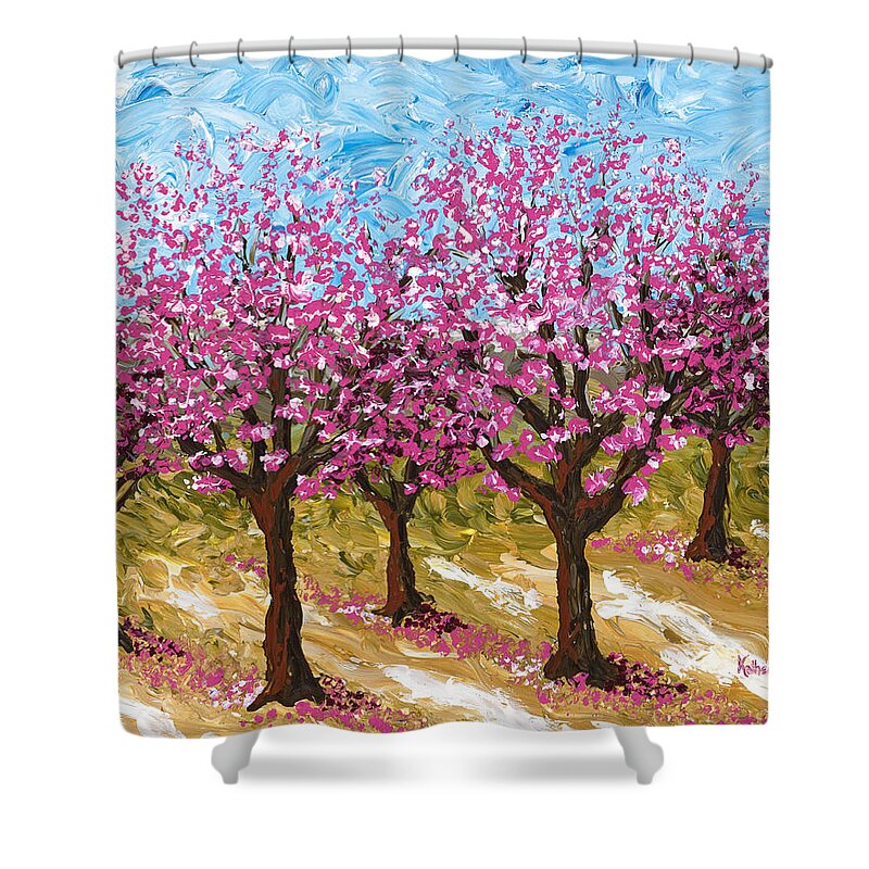 Print Shower Curtain featuring the painting Orchard by Katherine Young-Beck