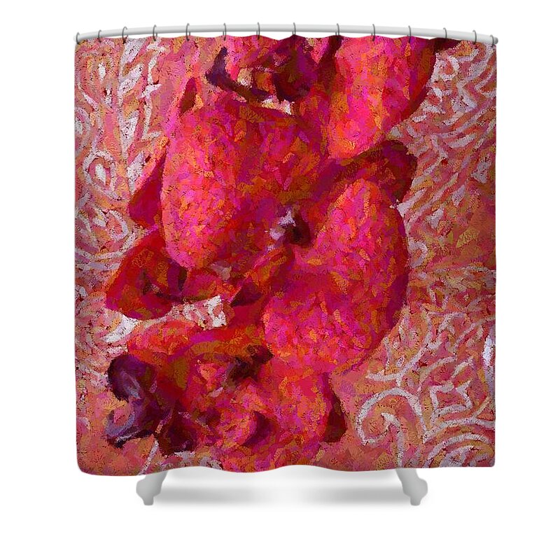 Orchid Shower Curtain featuring the photograph Orchid on Fabric by Barbie Corbett-Newmin