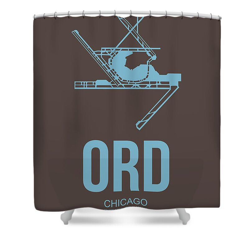 Chicago Shower Curtain featuring the digital art ORD Chicago Airport Poster 2 by Naxart Studio