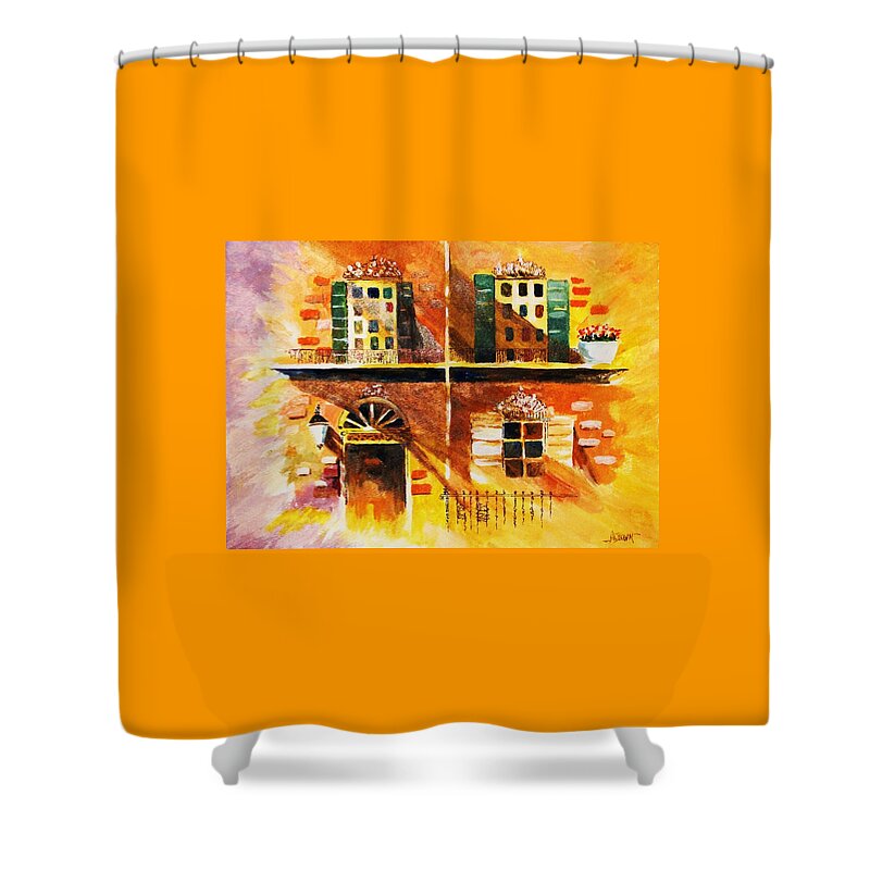 Cityscape Shower Curtain featuring the painting Orleans Vignette by Al Brown
