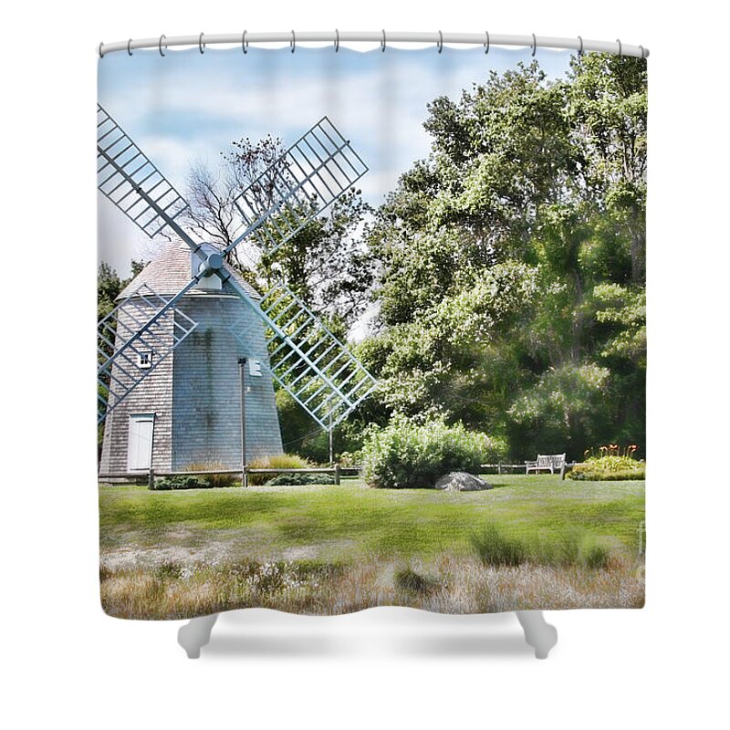 Windmill Shower Curtain featuring the digital art Orleans Windmill by Jayne Carney