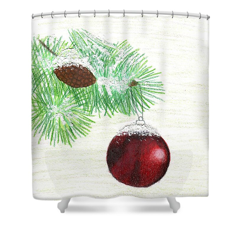 Christmas Shower Curtain featuring the drawing Ornament by Lisa Blake